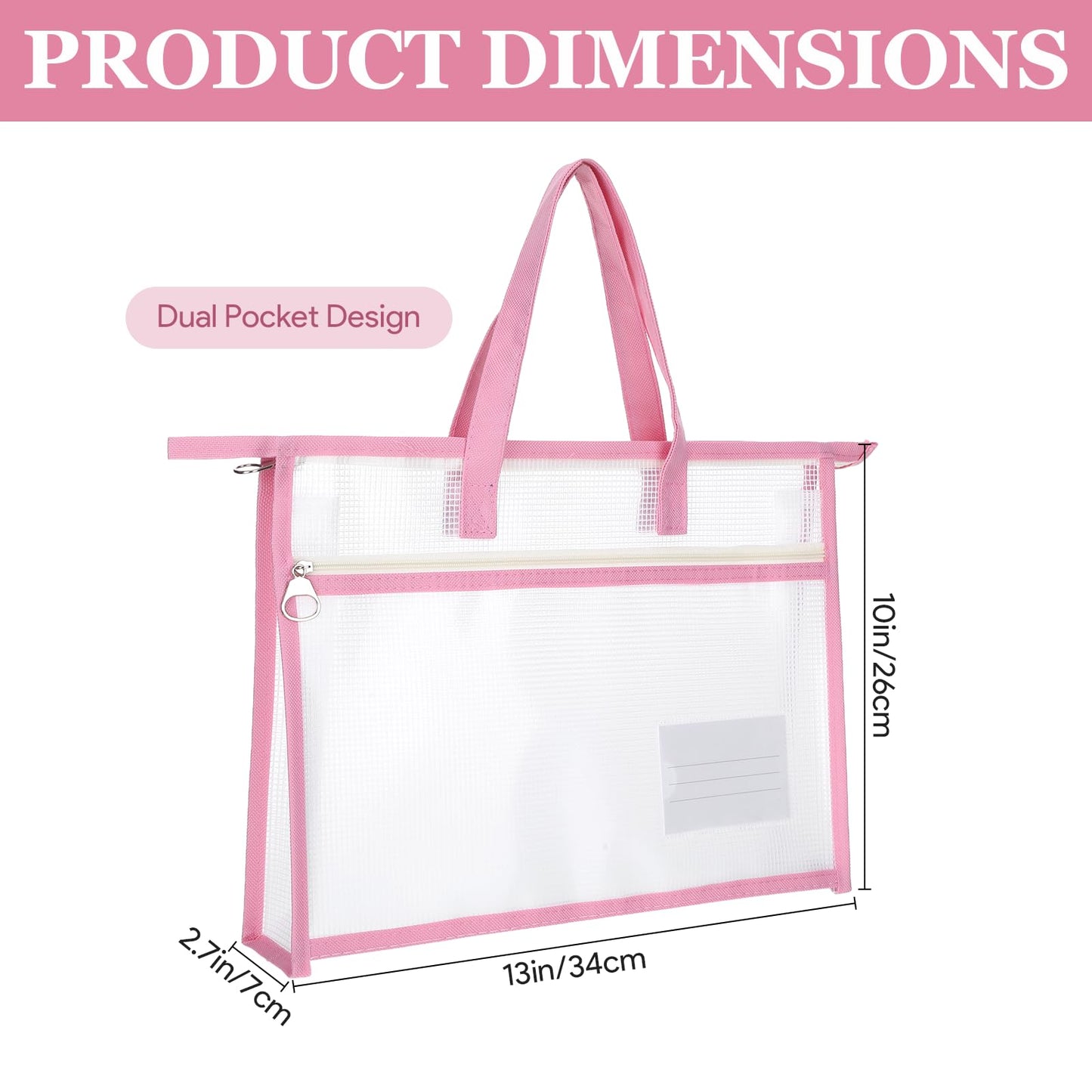 6Pcs Project Bags for Quilting, 13x10" Sewing Bag for Arts and Crafts Organizer Storage, Needlepoint Bag, Large Clear Mesh Design Zipper Folder with Handle for Craft Art Supply Sewing Pattern Storage