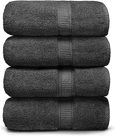 Pack 4, 100% Ariv Premium Bath Towels of Cotton, Large, Super Soft, Highly Absorbent, Quick Dry, Durable, Comfortable