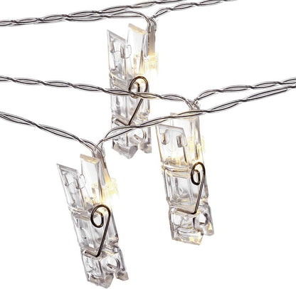 GL42589 10.5 Sterno Home LED Battery-Operated Clip String Lights, Feet, Warm White Cord
