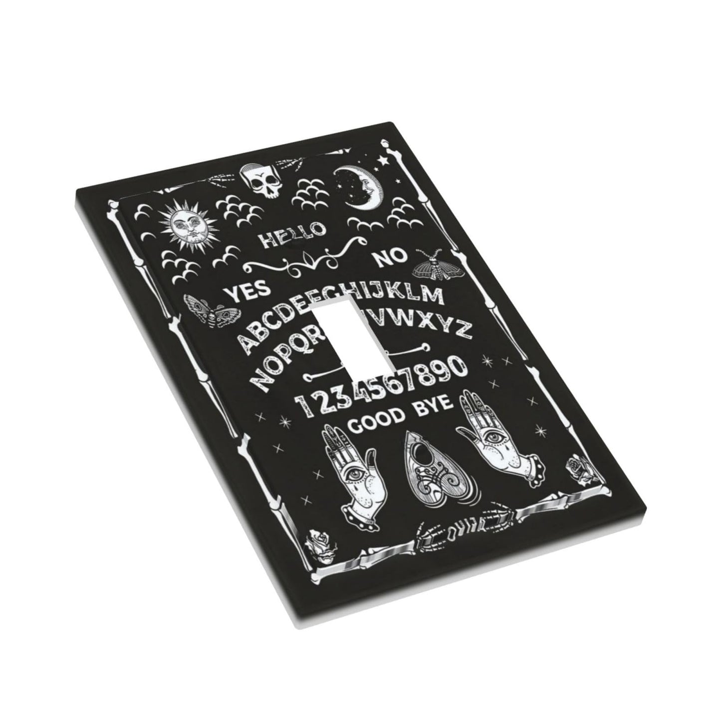 Wpshijia Black Witchy Skeleton Skull Gothic Sun Moon 1 Gang Novelty Light Switch Covers Decorative Unique Single Toggle Wall Plate Switchcover Electrical Switchplate for Bathroom Bedroom Decor