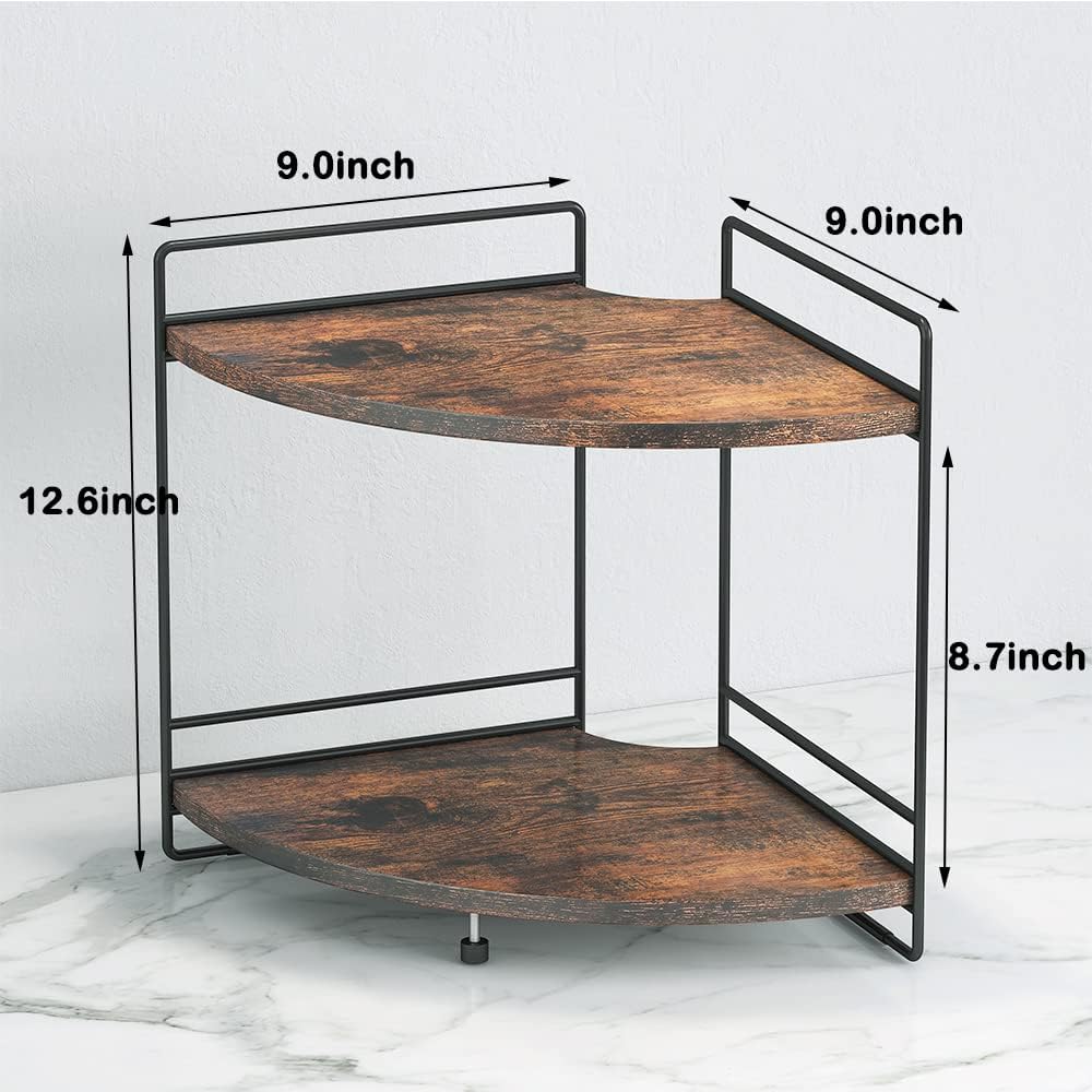 2 Countertop, Counter Tier Corner Shelf, Bathroom Organizer Wooden Bathroom Trays for Vanity Organizer, Makeup Cosmetic