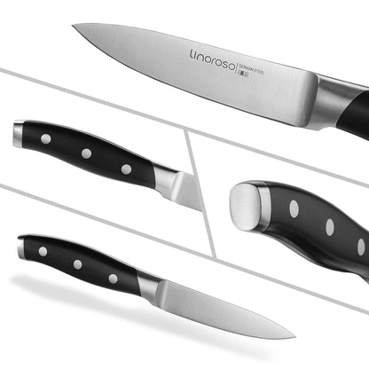 linoroso 3.5 Inch Paring Knife, Sharp Forged German Stainless Steel Kitchen Knife, Full Tang Small Fruit Knife with Ergonomic Handle, Premium Classic Series with Elegant Gift Box