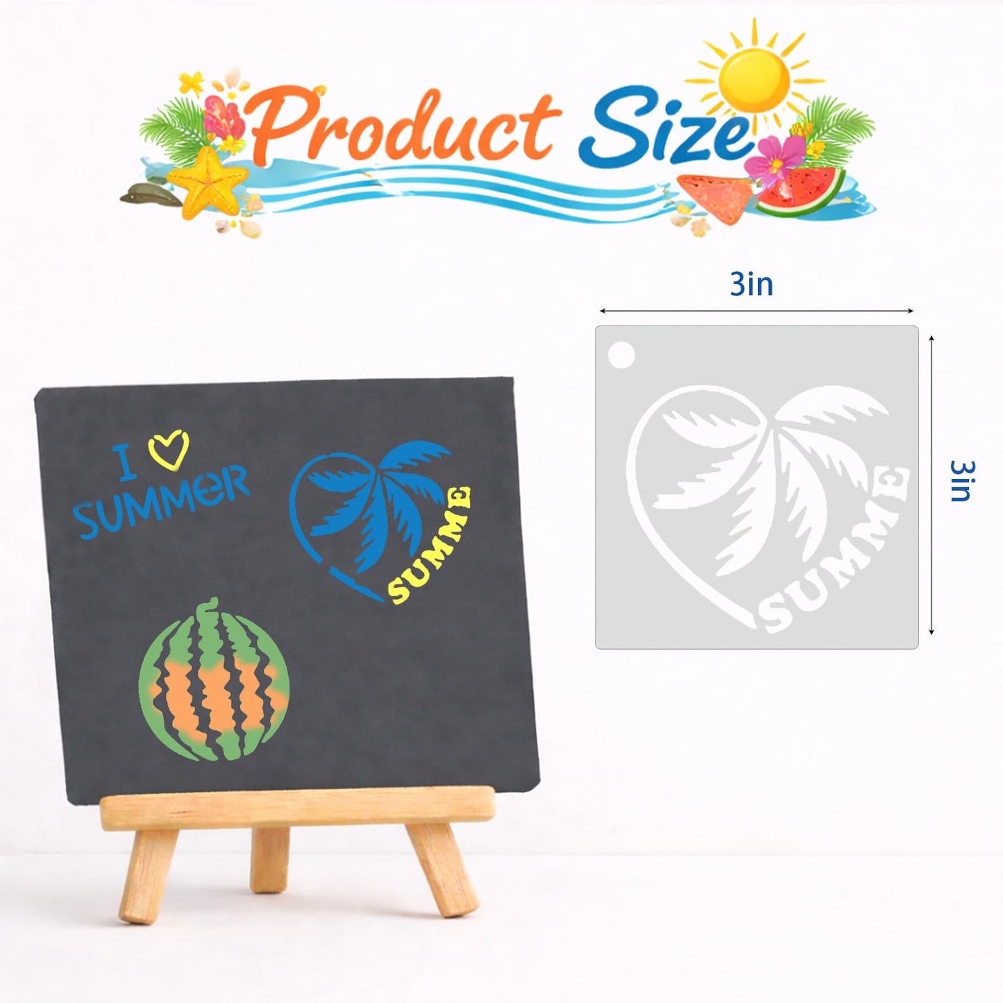 80 Pcs 3 Inch Summer Stencils for Painting, Reusable Beach Ocean Stencils for Wood, Wall, Canvas & Cards, Tropical DIY Crafts Decor