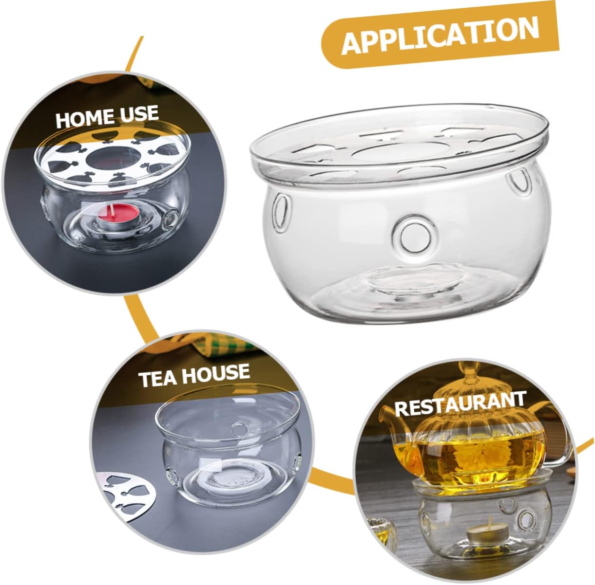Alipis Tea Warmer Teapot Candle Holder, High Borosilicate Glass Stand Dish Heater, Japanese-Style Tea Light Candle