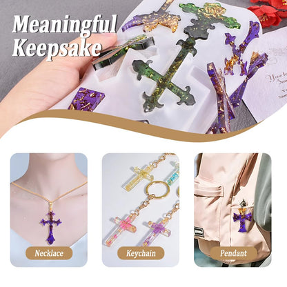 SWUAVD Cross Resin Molds, 9×7inch Epoxy Resin Cross Molds Silicone Molds for Keychain DIY Craft Necklace Jewelry Pendant Making Halloween Gifts