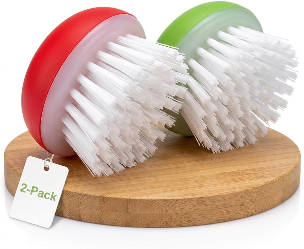 2Pcs Set Vegetable Brush Scrubber for Food Fruit and Veggie Brush Silicone Top and Ultra-Strong Bristles Potato