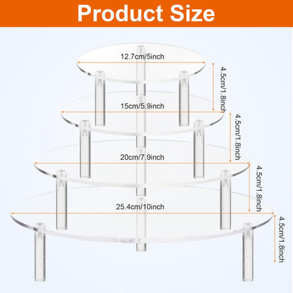 4 Pcs Round Acrylic Display Riser Clear Round Stands Pedestal Riser Board for Cake Plant Dessert Jewelry Collectibles Cupcakes Figures Organizer Home Decor Wedding Birthday Party(5'', 6'',8'',10'')