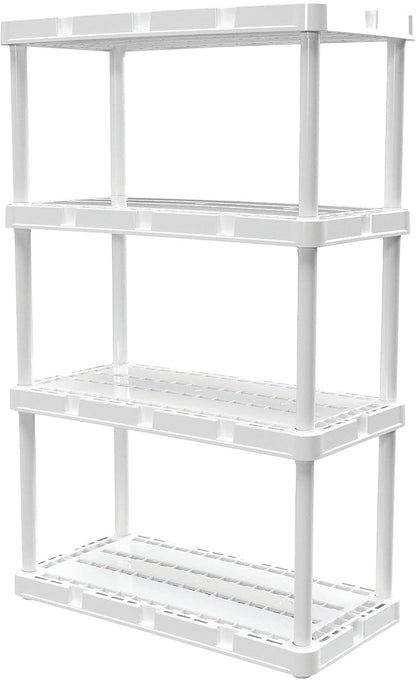 Gracious Living 4 Shelf Knect-A-Shelf Solid Light Duty Storage Unit - 12 x 24 x 48 Organizer for Home, Garage, Basement