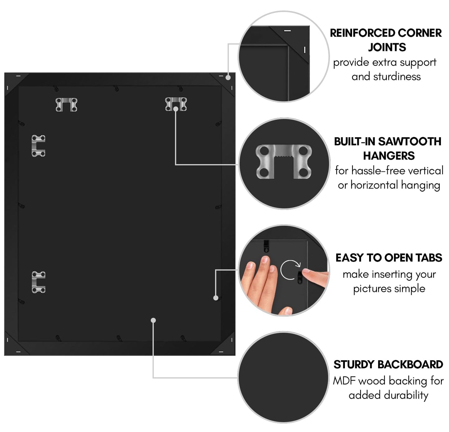 Americanflat 16x20 Picture Frame with Polished Plexiglass - Black Picture Frame - Wide Photo Frames Made of Engineered Wood for Vertical or Horizontal Wall Display - Epic Collection - Black