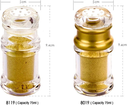 Acrylic Condiment Salt Pepper Chili Powder Shaker - Cruet Bottle with Nine-Hole Cover, Gold & Clear, F5xH9.4cm