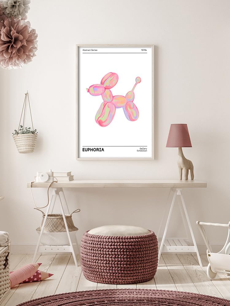 BNGFDV Retro Euphoria Canvas Wall Art, Minimalist Trendy Preppy Abstract Poster, Funky Pink Print for Girls Teen Room