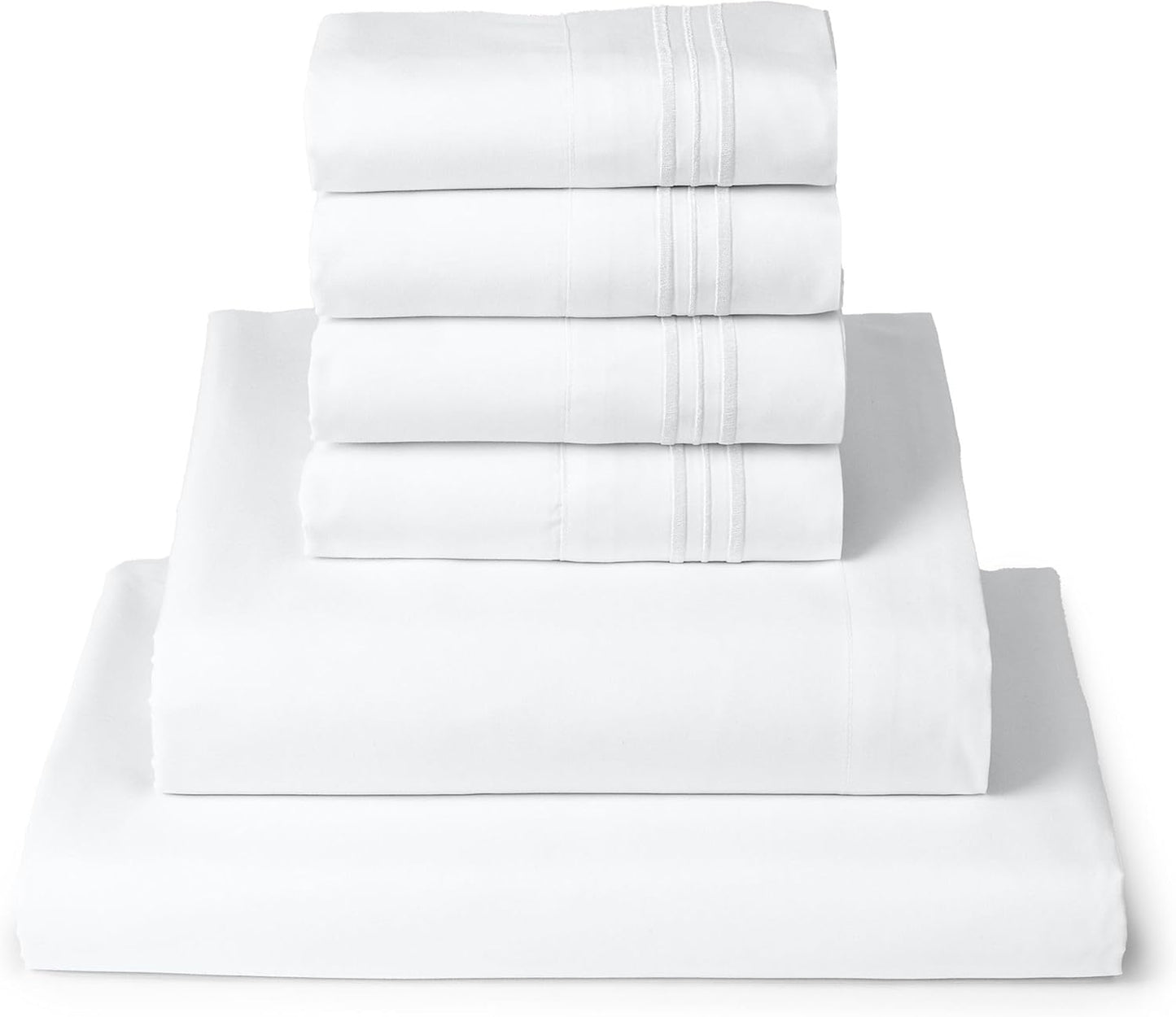Mellanni King Sheet Set | 6-Piece Iconic Collection - Extra Soft, Cooling, 16-Inch Deep Pocket - White