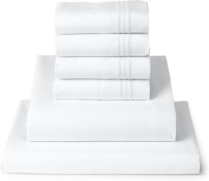 Mellanni King Sheet Set | 6-Piece Iconic Collection - Extra Soft, Cooling, 16-Inch Deep Pocket - White