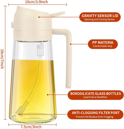 Reluhe 2Pack,Olive Cooking,2 1/16oz/470ml Oil Sprayer for in Glass Oil Spray Bottle,Bottle for Kitchen Gadgets,Air