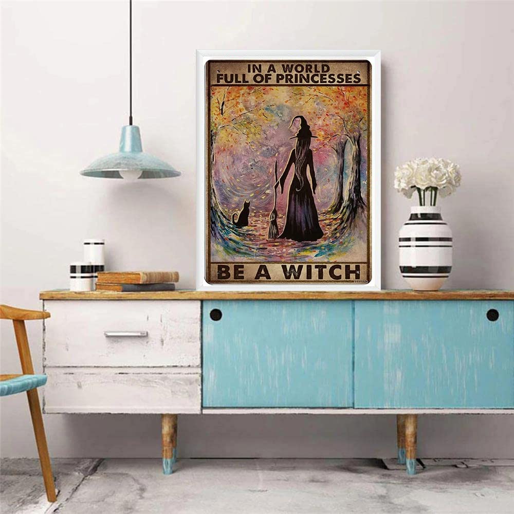 YEEIFFD New Year Gift Witch Black Cat Forest Diamond Painting by Number Kits for Adults Full Drill with DIY 5D Set Arts Craft Home Decor Gift for Christmas Valentine's Day 12x16 inch