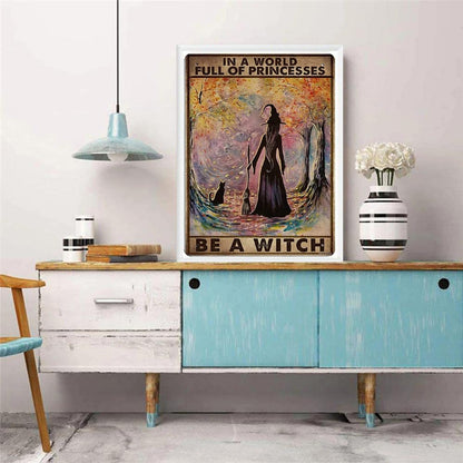 YEEIFFD New Year Gift Witch Black Cat Forest Diamond Painting by Number Kits for Adults Full Drill with DIY 5D Set Arts Craft Home Decor Gift for Christmas Valentine's Day 12x16 inch