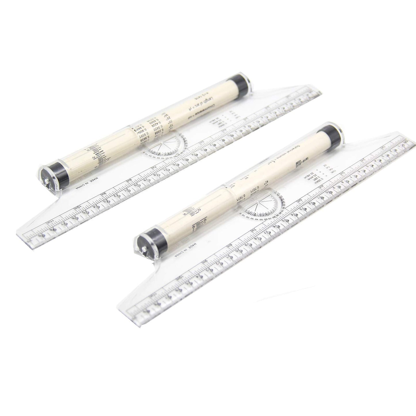 Plastic Measuring Rolling Ruler, Pack of 2, Multifunctional Measuring Rolling Ruler Drawing Roller Ruler, Ruler for Measuring, Drafting, Student, School, and Office, 12 Inches