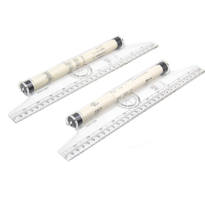 Plastic Measuring Rolling Ruler, Pack of 2, Multifunctional Measuring Rolling Ruler Drawing Roller Ruler, Ruler for Measuring, Drafting, Student, School, and Office, 12 Inches