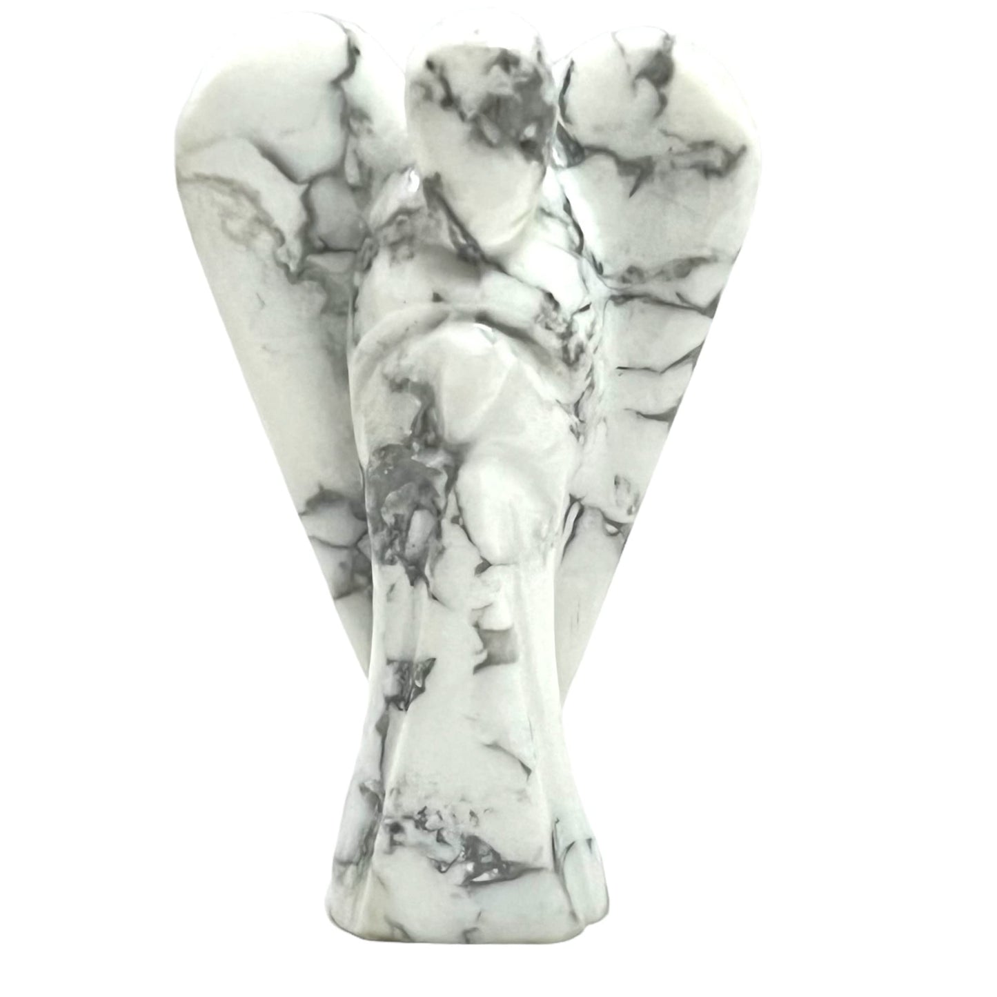 ANAYA AGATE Howlite Angel Statue 2" Certified Gemstone Guardian Angel Natural Crystal Hand-Carved Angel Charms for Calmness, Awareness, Peace, Self-Control & Positive Energy Crystal Figurines Decor