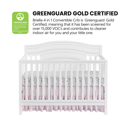 Oxford Baby Briella 4-in-1 Convertible Baby Crib, White, GreenGuard Gold Certified