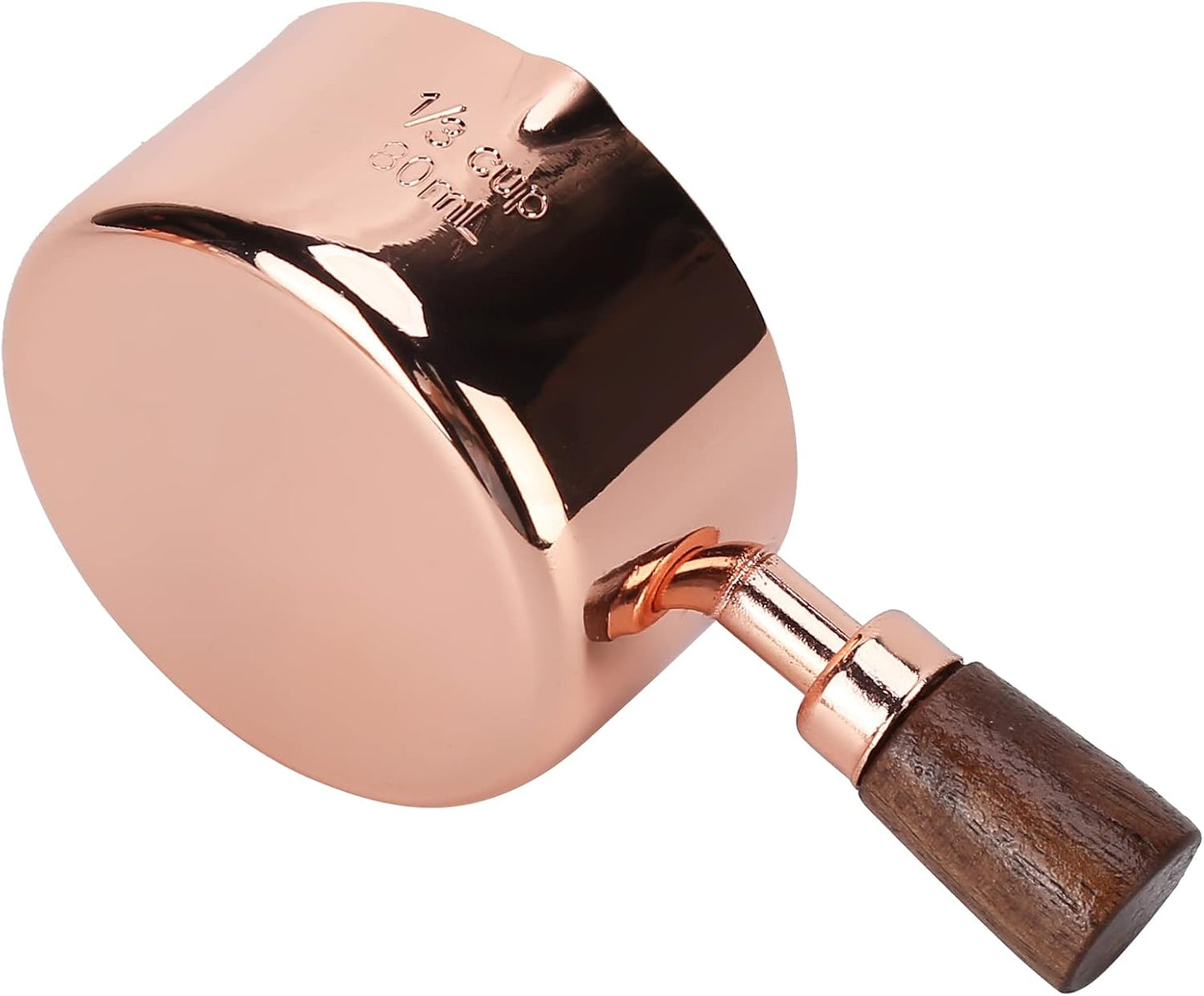 Rose Gold Stainless Steel Sauce Pan with Wooden Handle, 1/3 Cup Capacity