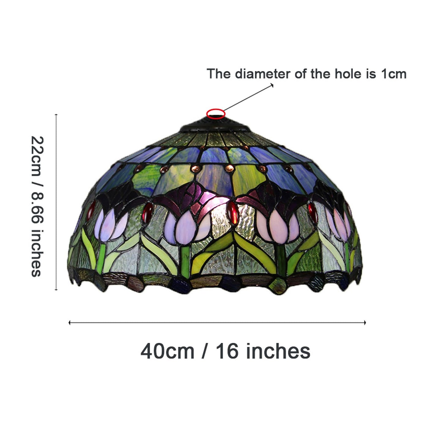 16-Inch Tulip Lampshade Replacement, Tiffany Style Floral Stained Glass Lamp Shade Only for Table Lamps Pendant Lamps Floor Lights