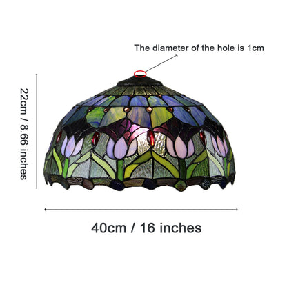 16-Inch Tulip Lampshade Replacement, Tiffany Style Floral Stained Glass Lamp Shade Only for Table Lamps Pendant Lamps Floor Lights
