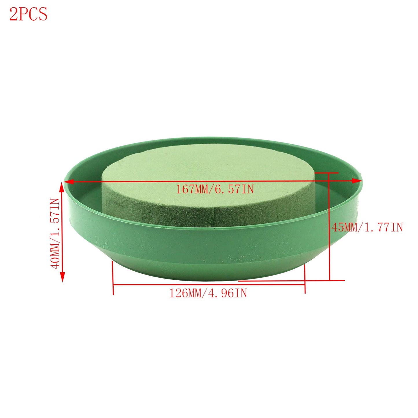 Mewutal 2PCS DIY Flower Arrangement Kit Rounds Floral Bowls with Foam Blocks for Holiday Celebration Birthday Wedding Party (6.5 Inch)