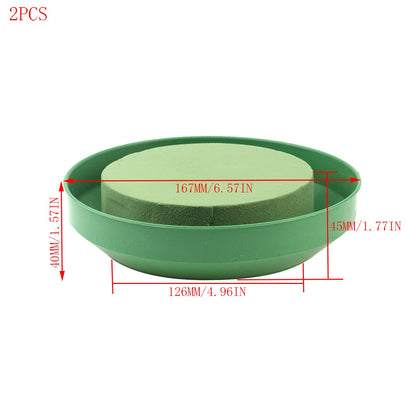 Mewutal 2PCS DIY Flower Arrangement Kit Rounds Floral Bowls with Foam Blocks for Holiday Celebration Birthday Wedding Party (6.5 Inch)