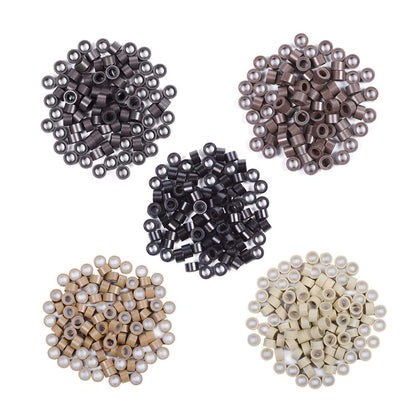 2500 Pcs/lot Silicone Lined Micro Links Ring Beads Hair Feather Extensions 5.0X3.0X3.0mm Hair Beads