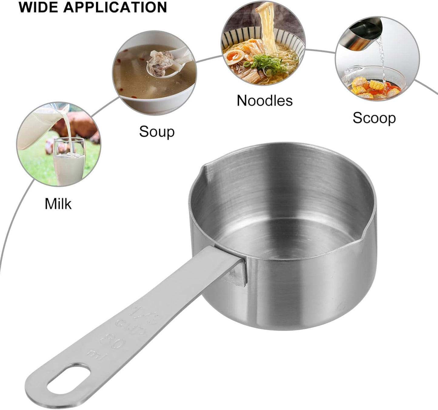Hemoton Mini Sauce Pan, Stainless Steel Butter Warmer Pot, Milk Warmer, Chocolate Melting Pot, 80ml