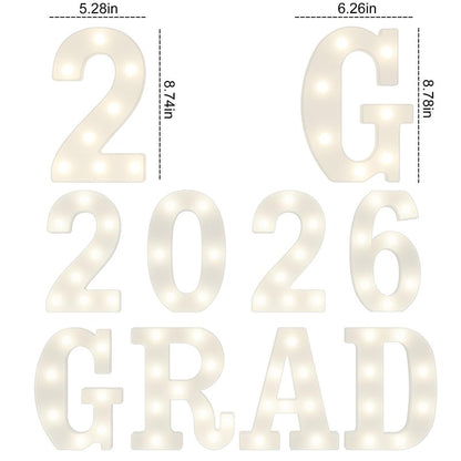 Graduation Decorations 2026 Deals-8 LED Long Marquee Light Up Letters 'Grad 2026' - Graduation Party Decor for Kindergarten Preschool High School College Graduation