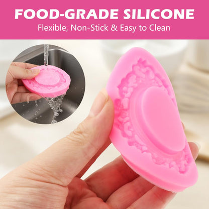 10 PCS Picture Frames Fondant Silicone Molds, Retro Style Air Dry Clay Molds, For Cake Decorating Cupcake Topper Chocolate Polymer Clay