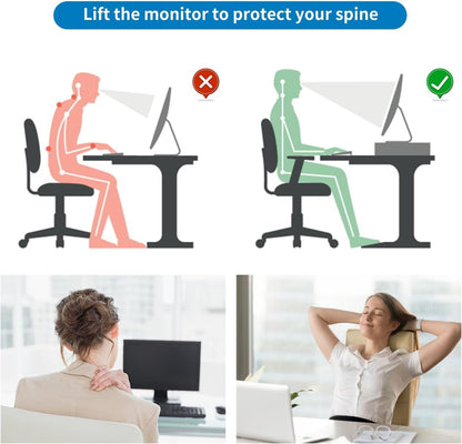 gianotter Computer Monitor Stand Riser, Desk Organizers and Accessories with Drawer, Office Desk Accessories & Workspace Desktop Organizers Storage for Printer Stand (Black)