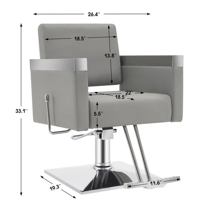 BarberPub Classic Recline Hydraulic Barber Chair Salon Spa Chair Hair Styling Beauty Equipment 3021 (Grey)