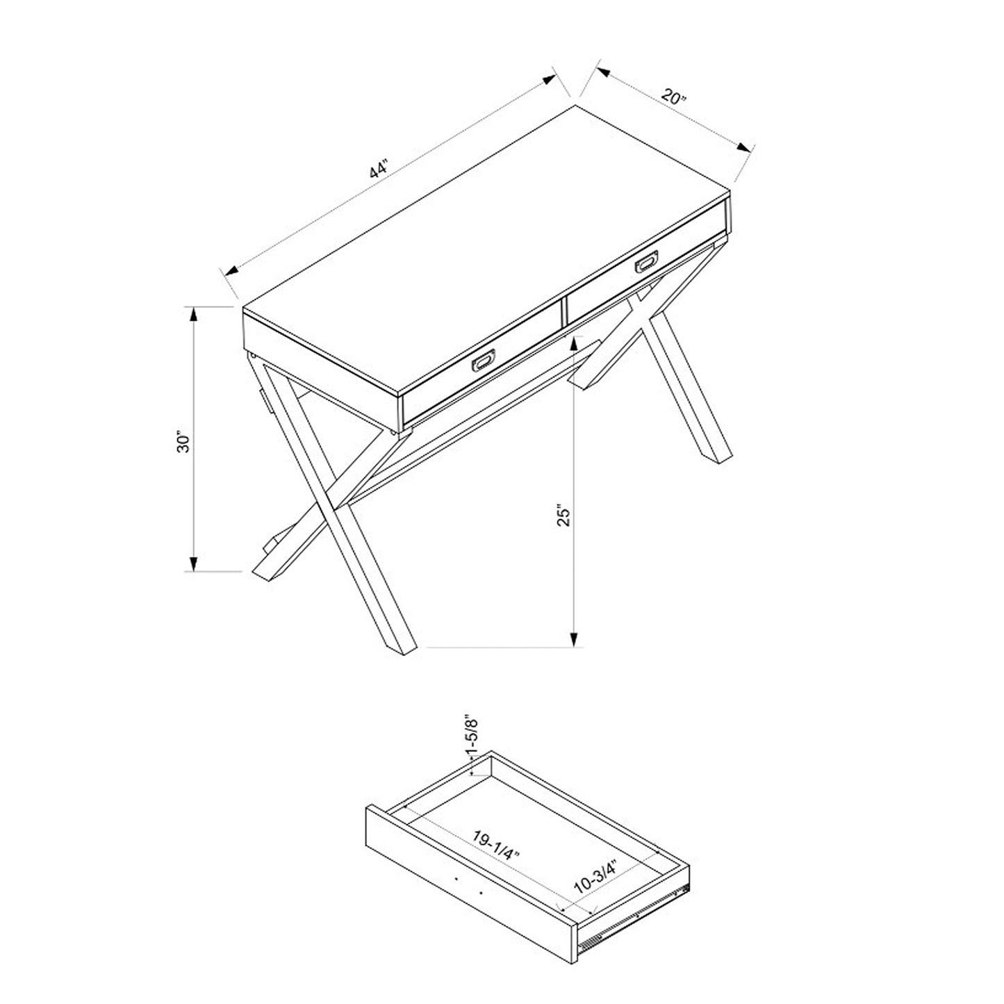 Linon Connor White Writing Desk with Two Drawers