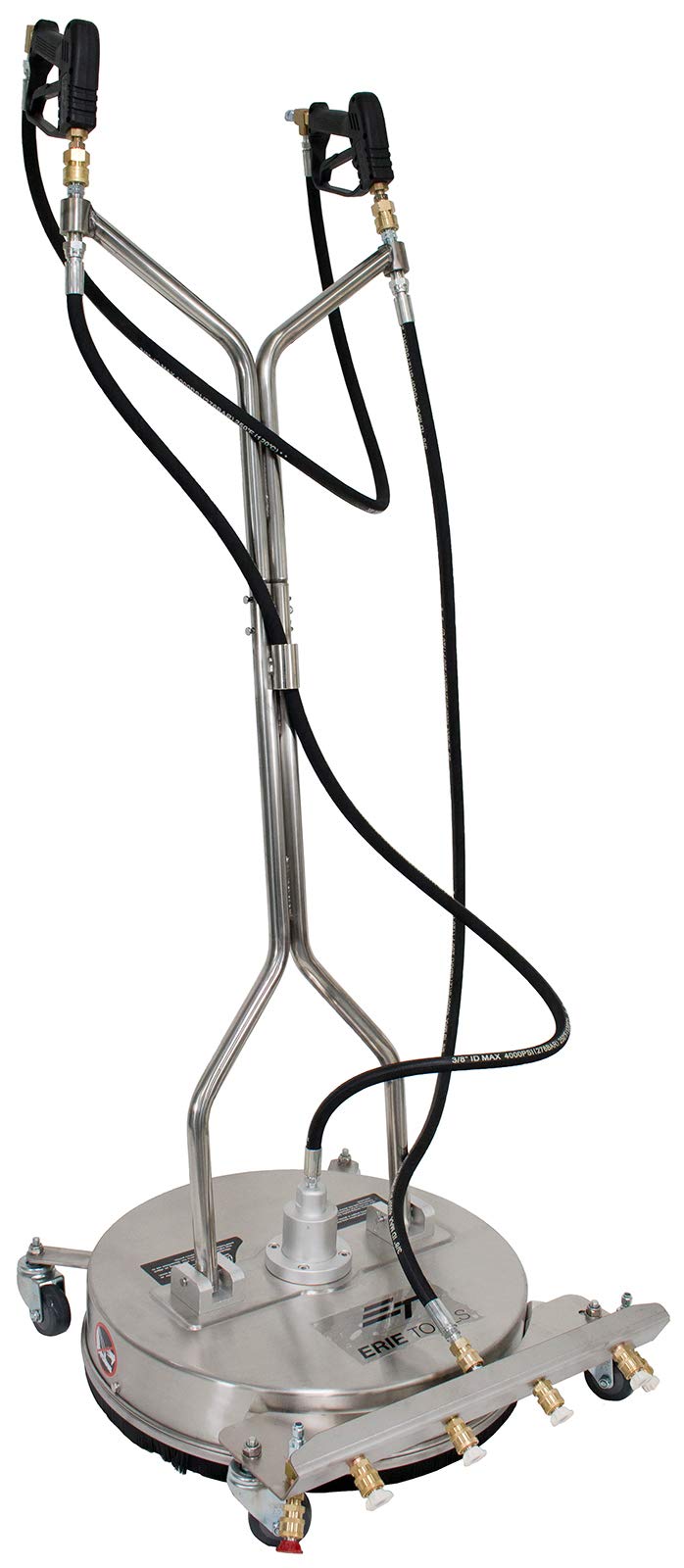 21" Stainless Steel Surface Cleaner with Wheels, 4 Nozzle Front Spray Bar, Side Nozzles, Pressure Washer Attachment