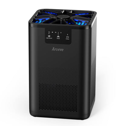AROEVE Air Purifiers for Bedroom Air Purifier With Aromatherapy Function For Pet Smoke Pollen Dander Hair Smell 20dB Air Cleaner For Bedroom Office Living Room, MK06- Black(Available for California)