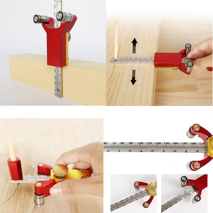 Szliyands Latest Models Multifunctional scribing Ruler Parallel line Drawing Tool Gauge with Straight line arc Measurement DIY Woodworking scribing Tool