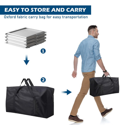 AceShow 6 Pockets Foldable Literature Rack - Aluminum Magazine Rack, Brochure Catalog Display Stand with Carrying Bag for Exhibition, Trade Show, Office, Retail Store, Home - Silver