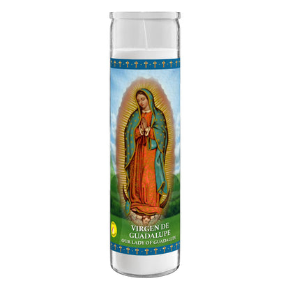 Simply Soson Lady of Guadalupe Prayer Candle, 1 piece, Great for Sanctuary Vigils and Prayers, Unscented Glass Candle Set, Jar Candles, Devotional Spiritual Religious Church Cemeteries