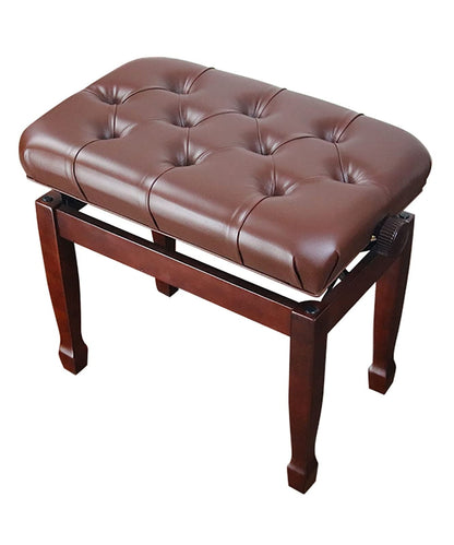 JDXQBLD Piano Bench Stool with Large Leather Cushion and Adjustable Height Elegant Design with Horseshoe Legs Brown Mahogany 55 x 34 x 47 57cm