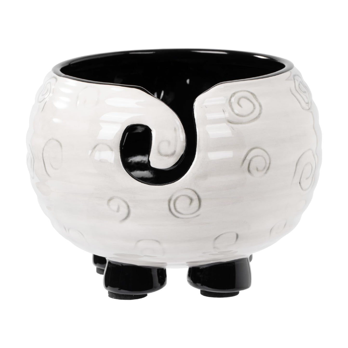 Surlama Yarn Bowl for Crochet Large Sheep Shaped Ceramic Yarn Holder Crochet Bowl Knitting Bowl, 6 Inch Wide x 4 Inch High