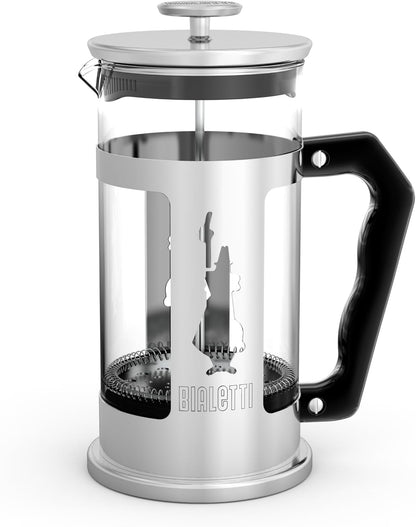 Bialetti 6860 Preziosa Stainless Steel 3-Cup French Press Coffee Maker, Silver