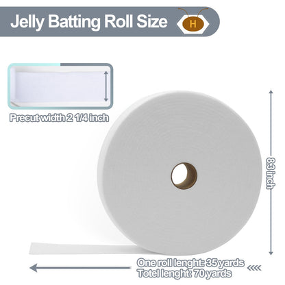 HexaHive 2 1/4 Inch Jelly Batting Roll Strips – 2 Rolls Total 70 Yards Upholstery Grade Needle Punched Polyester Batting for Roll Rugs, Quilts and Sewing Projects