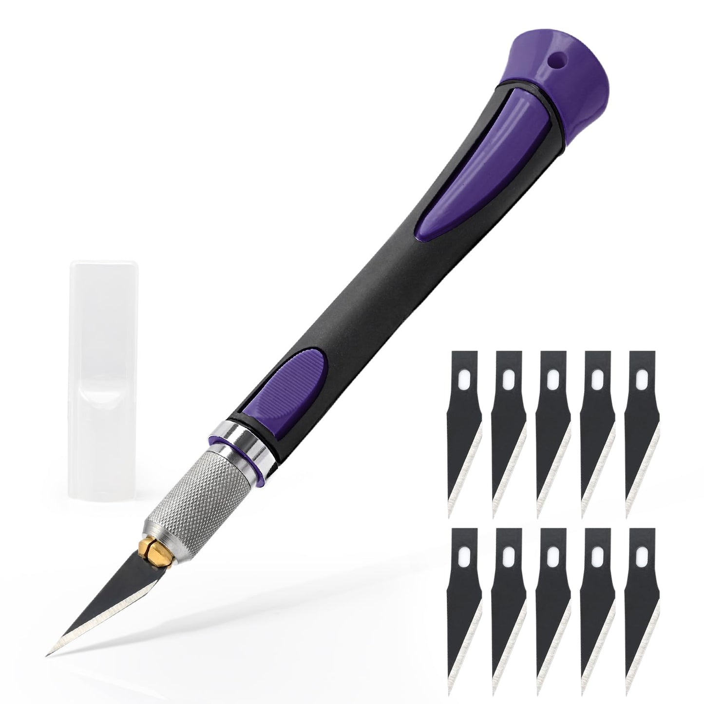 EHDIS Precision Hobby Knife Set Utility Craft Knife Kit with 10PCS Blades for Art, Working-Stencil, Scoring, Scrapbooking, Architecture Modeling, Crafting, Precision Knife (Purple)