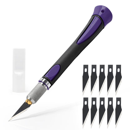 EHDIS Precision Hobby Knife Set Utility Craft Knife Kit with 10PCS Blades for Art, Working-Stencil, Scoring, Scrapbooking, Architecture Modeling, Crafting, Precision Knife (Purple)
