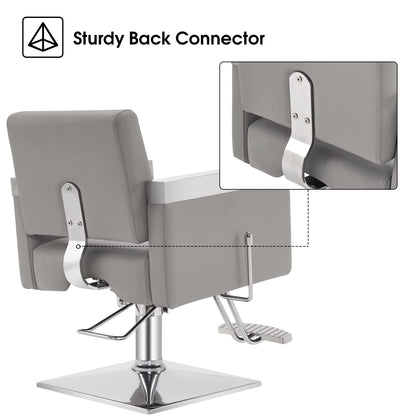 BarberPub Classic Recline Hydraulic Barber Chair Salon Spa Chair Hair Styling Beauty Equipment 3021 (Grey)