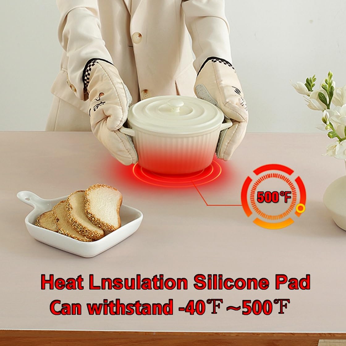 Miidqua Silicone Mat - Non-Stick, Reusable & Heat Resistant Up to 500°F, Fits Resin Crafts, Dishwasher Safe for Baking, Cookies, Pastry (36” x 24”)
