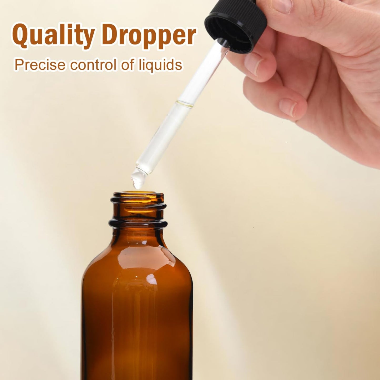 June Fox 2oz Glass Dropper Bottle, 40 Pack Blue Glass Bottles with Glass Droppers (40, Amber)